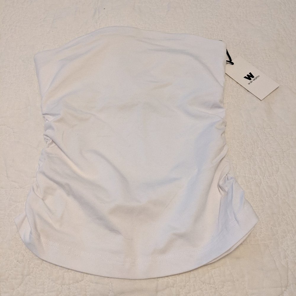 W by Worth. White Stretch Bandeau top.